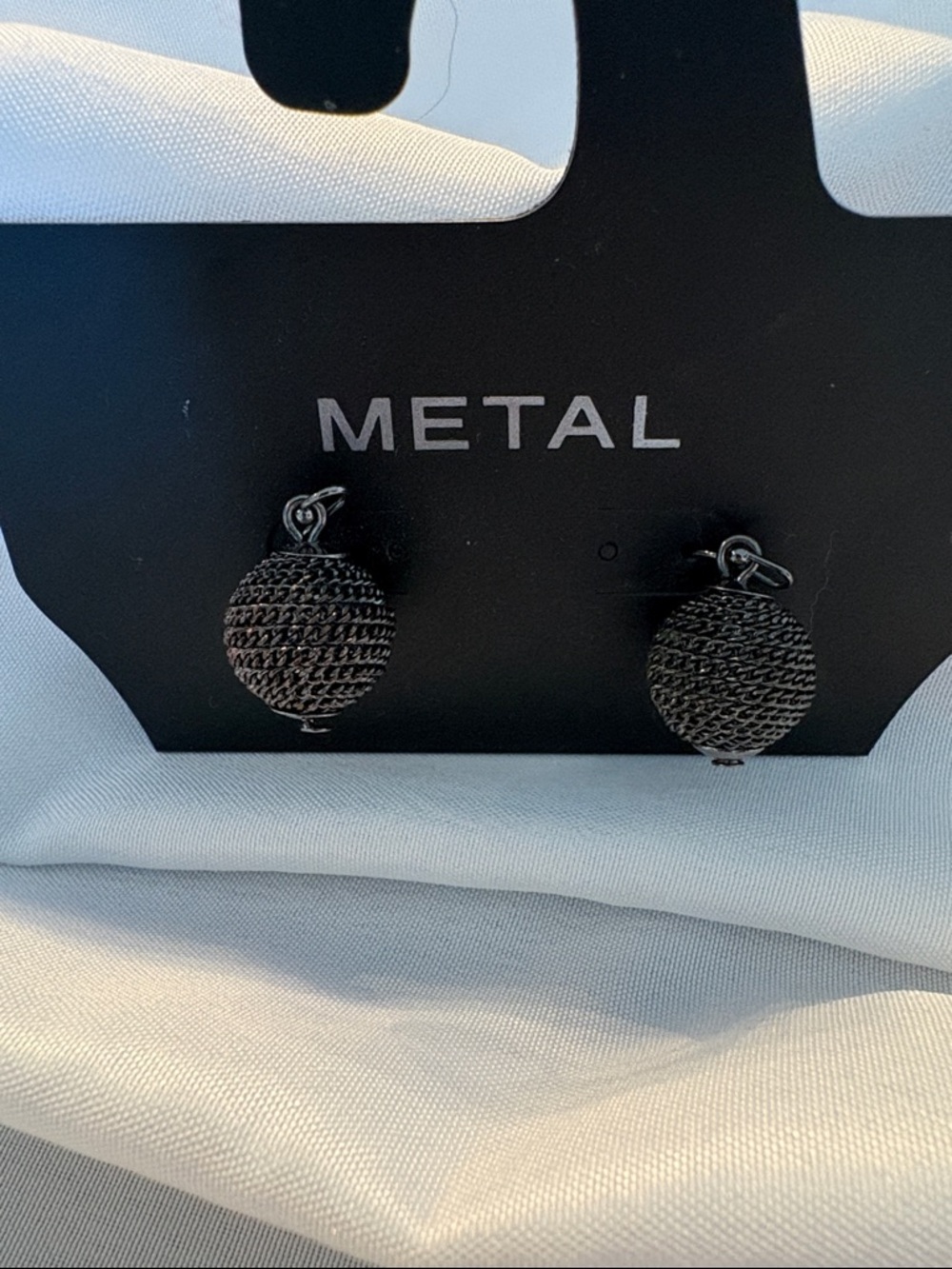NWT Metal Black Textured Ball Drop Earrings